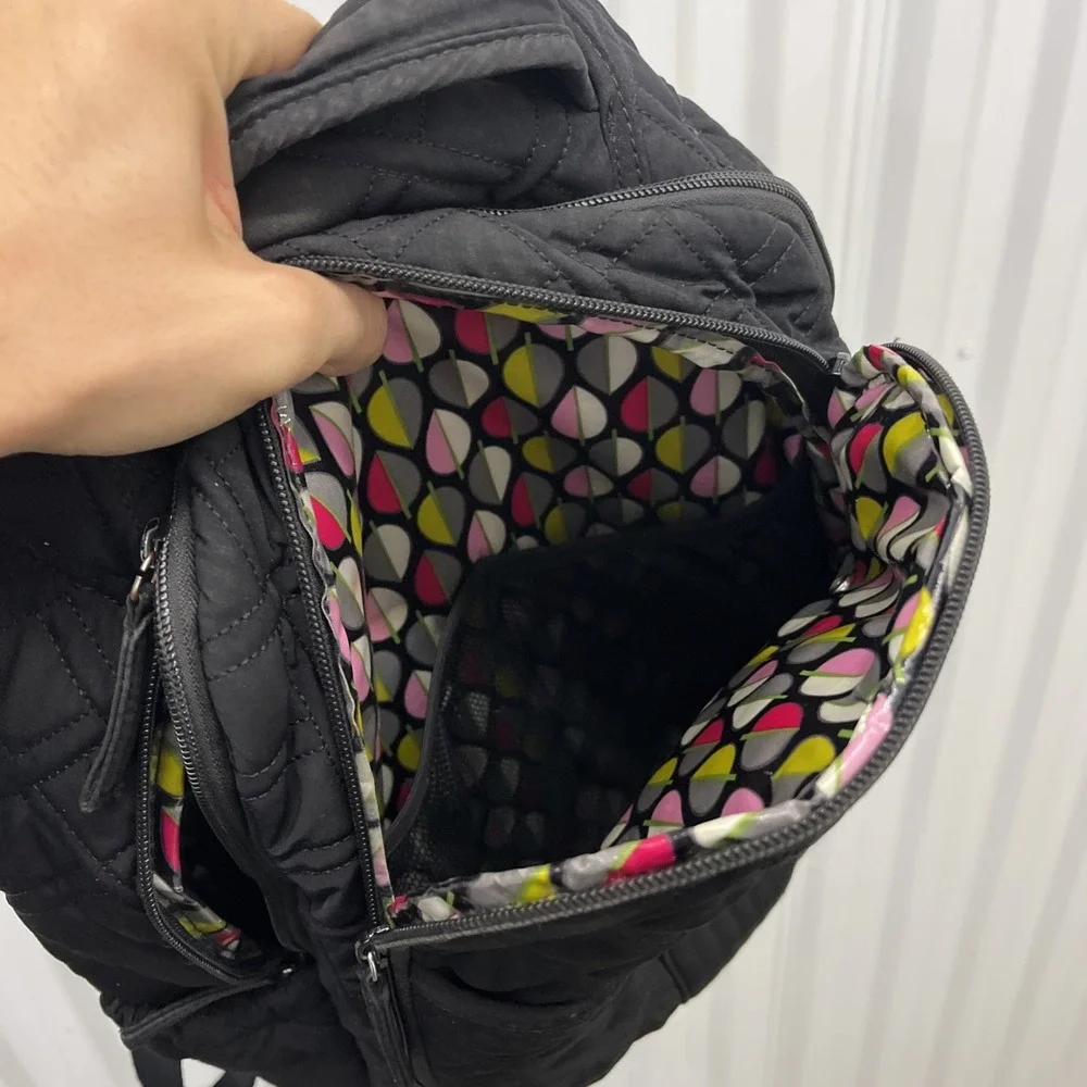 Vera Bradley Women's Backpack Black Cotton Quilted Adjustable Strap Bag - Picture 6 of 11